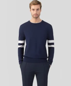 Ron Dorff Cashmere & Knitwear Tops>Cotton Cashmere Sweater w. Double Lines