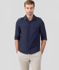 Ron Dorff Shirts>Cotton-Linen Long Sleeve Shirt w. Pockets