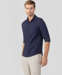 Ron Dorff Shirts>Cotton-Linen Long Sleeve Shirt w. Pockets