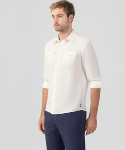 Ron Dorff Shirts>Cotton-Linen Long Sleeve Shirt w. Pockets
