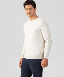 Ron Dorff Cashmere & Knitwear Tops>Cotton-Wool Navy Sweater w. Side Rib