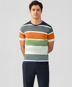 Ron Dorff Lounge T-Shirts | T-Shirts>Crew Neck T-Shirt Eyelet Edition w. Big Stripes