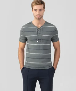 Ron Dorff Lounge T-Shirts | T-Shirts>Knitted T-Shirt w. Fisherman Stripes