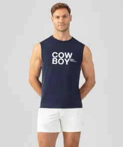 Ron Dorff Lounge T-Shirts | T-Shirts>Organic Cotton Sleeveless T-Shirt "COW BOY"