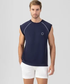 Ron Dorff Sweatshirts>Organic Cotton Sleeveless Sweatshirt w. Piping