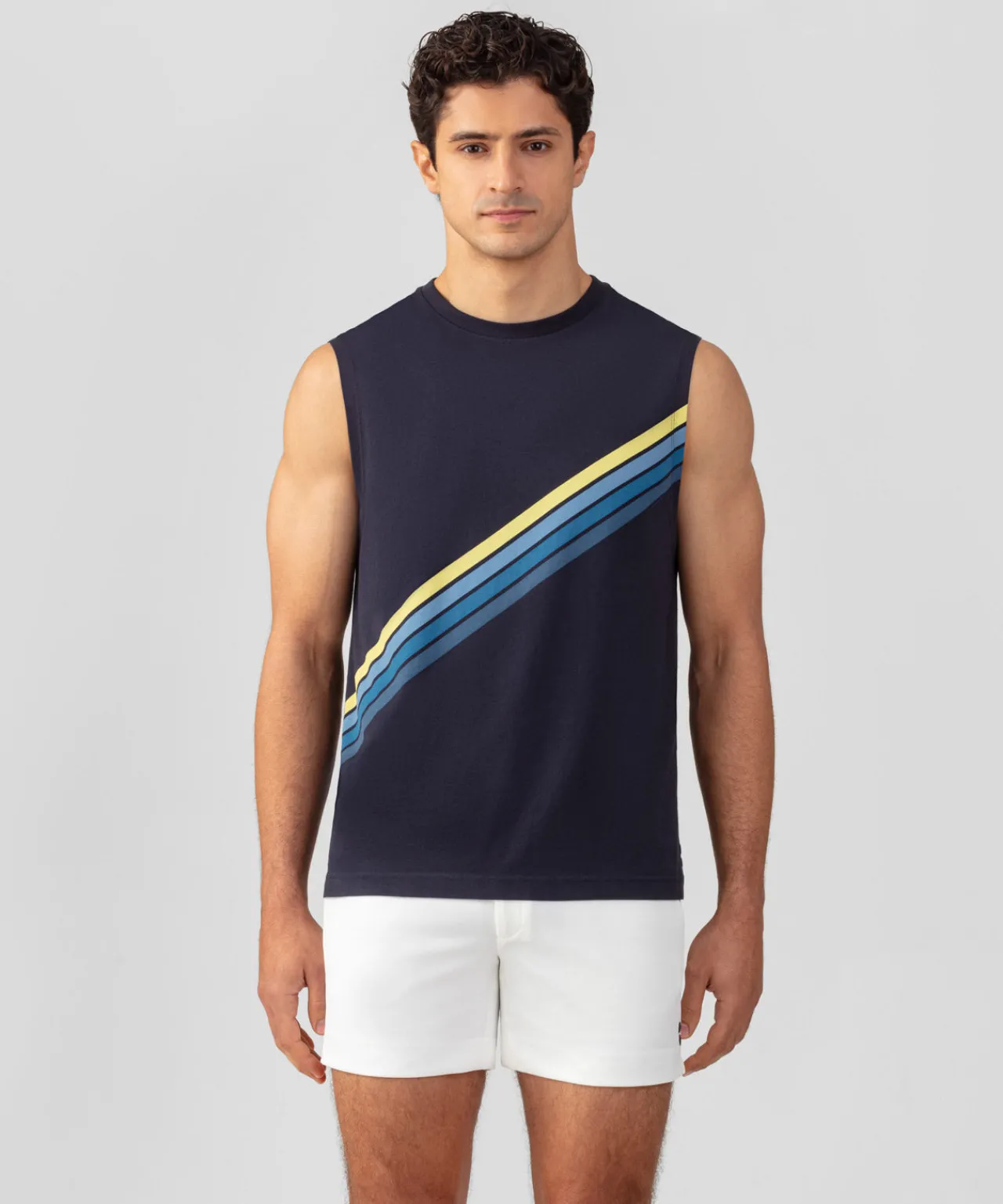 Ron Dorff Lounge T-Shirts | T-Shirts>Organic Cotton Sleeveless T-Shirt w. Diagonal Stripes