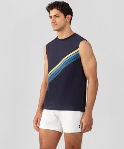 Ron Dorff Lounge T-Shirts | T-Shirts>Organic Cotton Sleeveless T-Shirt w. Diagonal Stripes