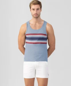 Ron Dorff Pajamas | Lounge T-Shirts>Organic Cotton Tank Top w. Chest Stripes
