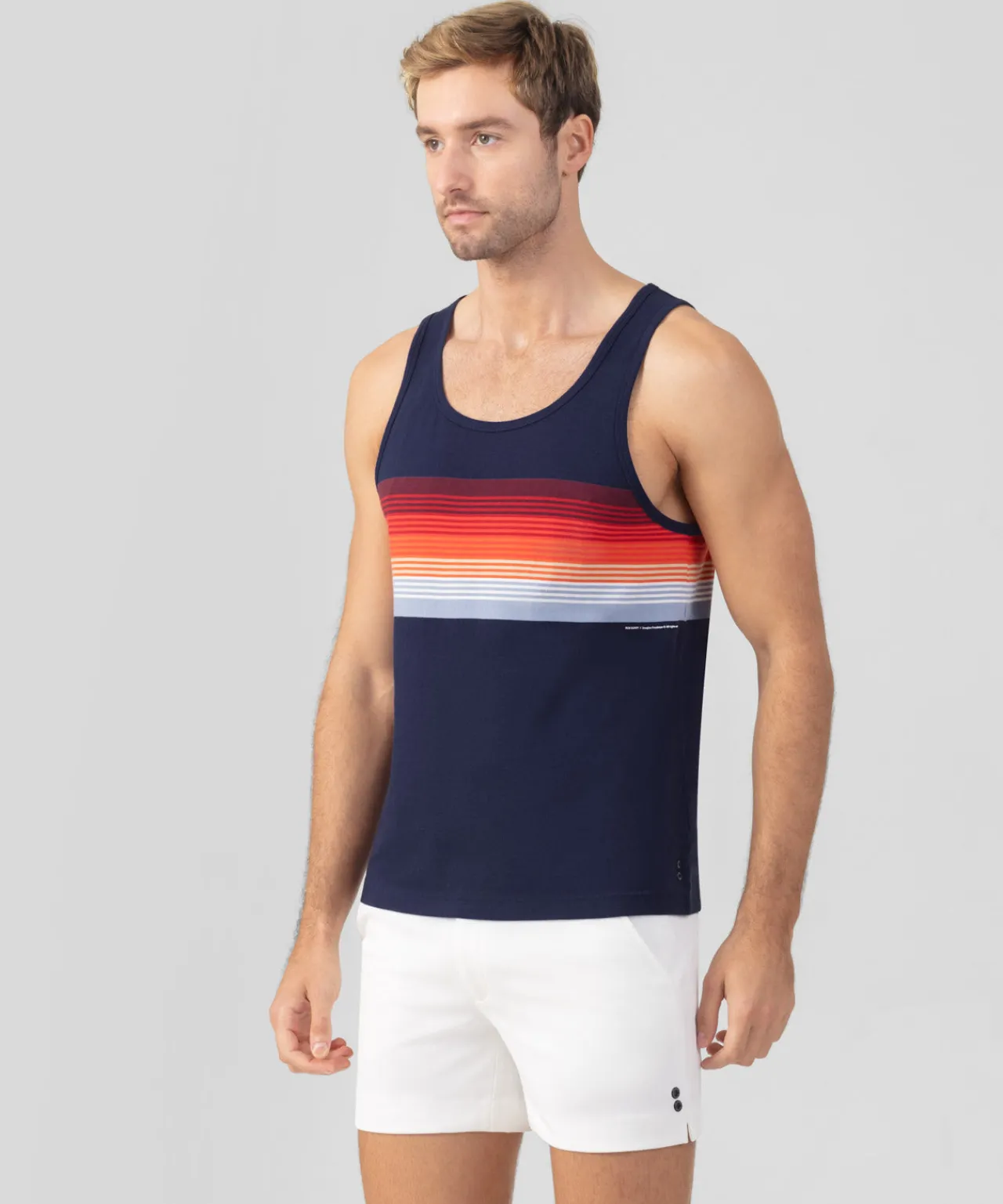 Ron Dorff Pajamas | Lounge T-Shirts>Organic Cotton Tank Top w. Chest Stripes