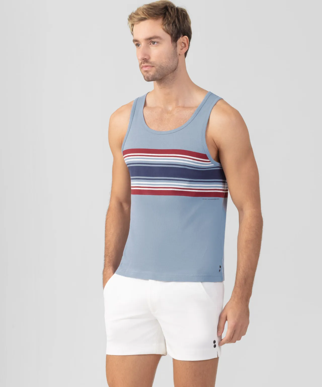 Ron Dorff Pajamas | Lounge T-Shirts>Organic Cotton Tank Top w. Chest Stripes
