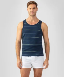 Ron Dorff Pajamas | Lounge T-Shirts>Ribbed Tank Top w. Fisherman Stripes